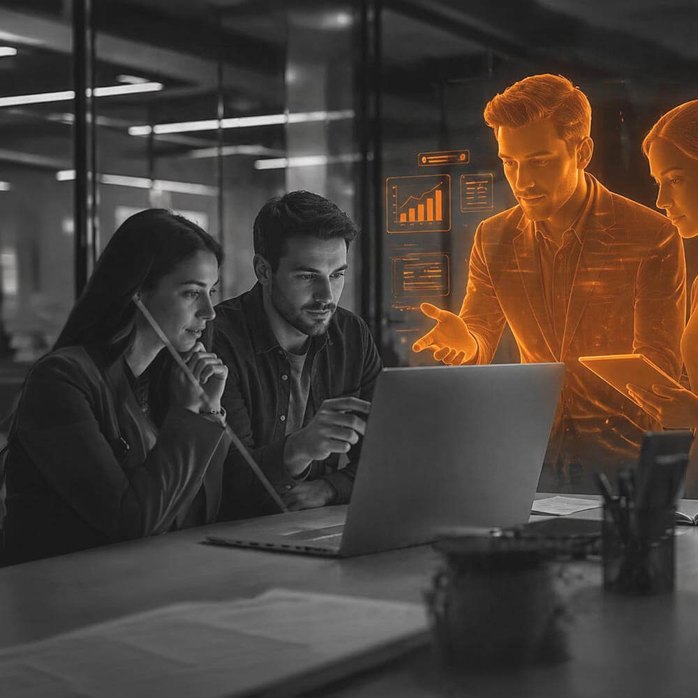Equipo de Kreamos en una sesión de trabajo con un cliente